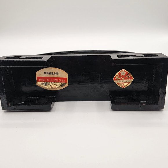 Vtg. Chinese SAN YOU Diorama Cork Carving Glass Case Pagoda Trees & Cranes 6.5"H - Picture 4 of 11